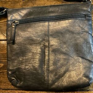 Distressed Black Leather Crossbody Bag
